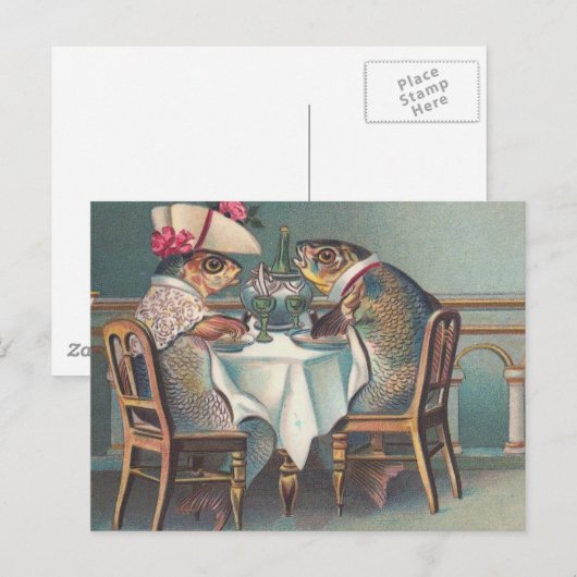  illustratie visdiner briefkaart (Voorkant / Achterkant)