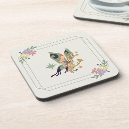 Illustratie vlinder, Beige Fairy Graphic Art Bier Onderzetter