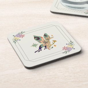 Illustratie vlinder, Beige Fairy Graphic Art Bier Onderzetter