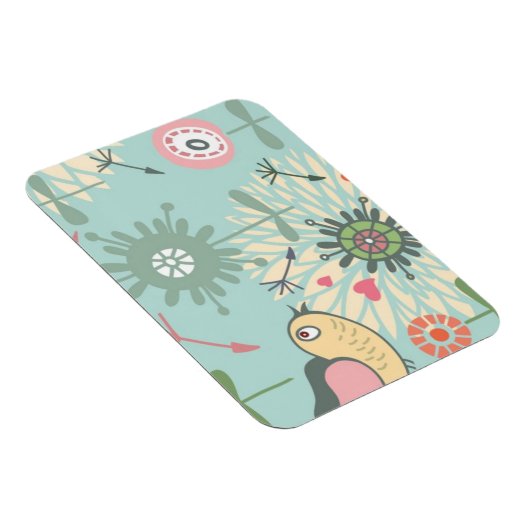 Illustratie vogels en lentbloemen magneet (Rechterzijde)