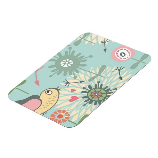 Illustratie vogels en lentbloemen magneet (Linkerzijde)