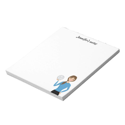 Illustratie volleybalmeisje en aangepaste titel notitieblok (Linkerzijde)