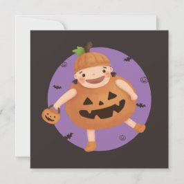 Illustratie voor Halloween: Pumpkin Girl Kaart