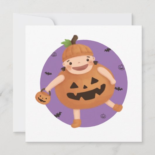 Illustratie voor Halloween: Pumpkin Girl Kaart (Voorkant)