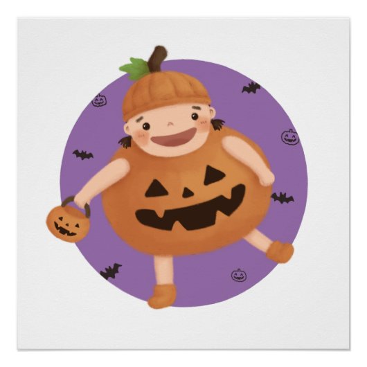 Illustratie voor Halloween: Pumpkin Girl Perfect Poster (Voorkant)