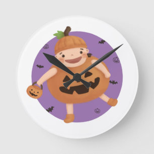 Illustratie voor Halloween: Pumpkin Girl Ronde Klok