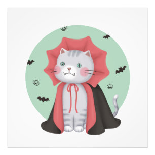 Illustratie voor Halloween: Vampire Cat Foto Afdruk