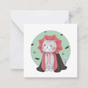Illustratie voor Halloween: Vampire Cat Notitiekaartje
