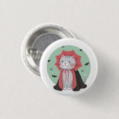 Illustratie voor Halloween: Vampire Cat Ronde Button 3,2 Cm (Voorkant /achterkant)