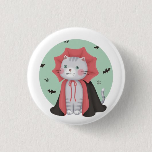 Illustratie voor Halloween: Vampire Cat Ronde Button 3,2 Cm (Voorkant)