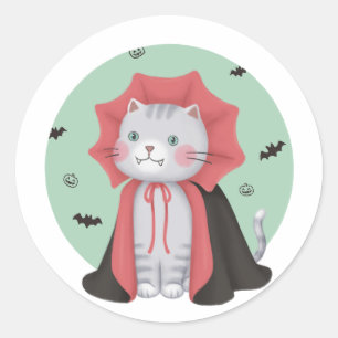 Illustratie voor Halloween: Vampire Cat Ronde Sticker