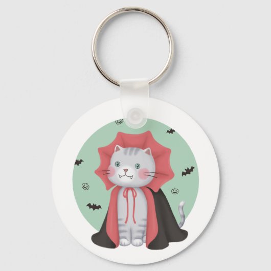 Illustratie voor Halloween: Vampire Cat Sleutelhanger (Voorkant)