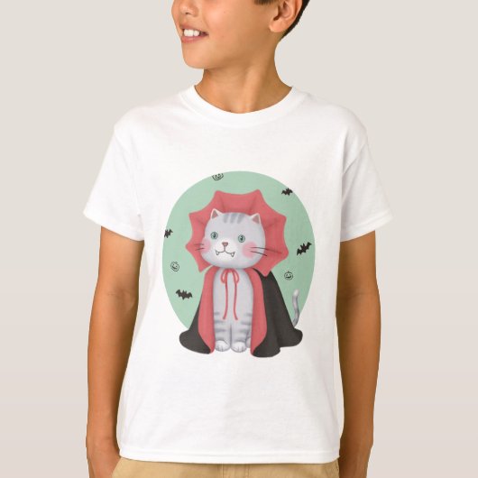 Illustratie voor Halloween: Vampire Cat T-shirt (Voorkant)