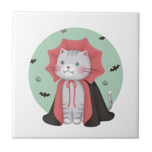 Illustratie voor Halloween: Vampire Cat Tegeltje