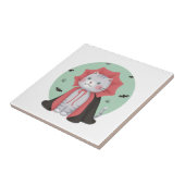 Illustratie voor Halloween: Vampire Cat Tegeltje (Zijkant)