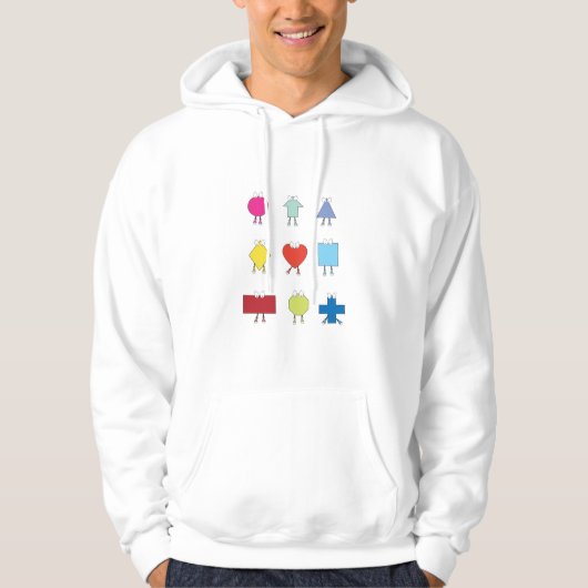 Illustratie vormtekens bevestigen hoodie (Voorkant)