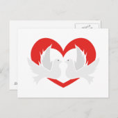 Illustratie vredesduiven met hart briefkaart (Voorkant / Achterkant)