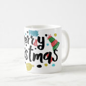 Illustratie vrolijke kersttekst. koffiemok (Voorkant rechts)