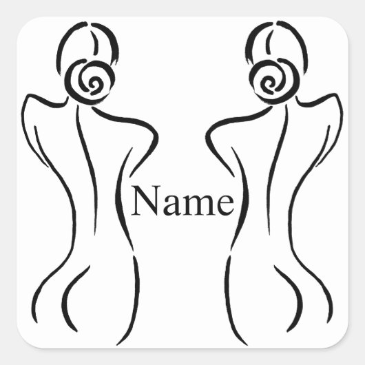 Illustratie vrouw Art Thunder_Cove Vierkante Sticker (Voorkant)