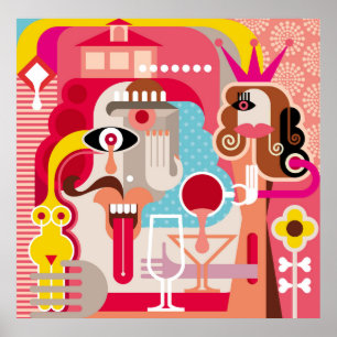 illustratie vrouw en man. Moderne kunst. Kunst, a Poster