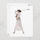 illustratie vrouw golfen briefkaart (Voorkant / Achterkant)