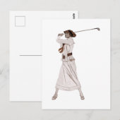  illustratie vrouw golfen briefkaart (Voorkant / Achterkant)