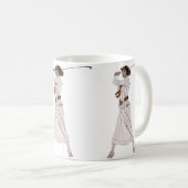  illustratie vrouw golfen koffiemok (Voorkant rechts)