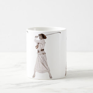  illustratie vrouw golfen koffiemok