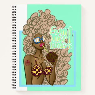 Illustratie vrouw in de zomer notitieboek