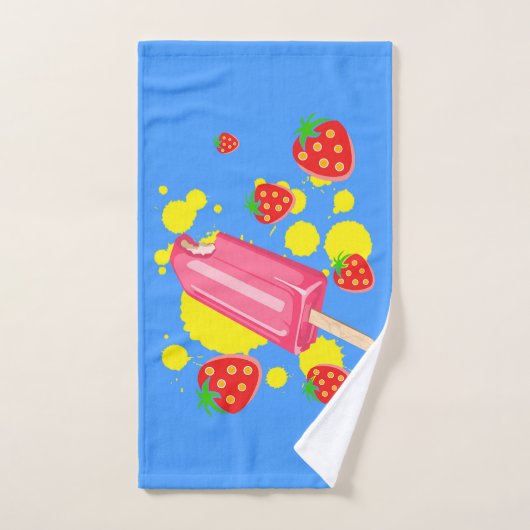 Illustratie vun roze papegaai en aardbeien bad handdoek (Handdoek)