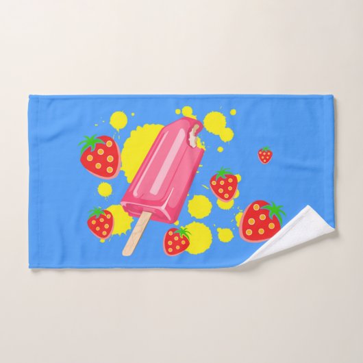 Illustratie vun roze papegaai en aardbeien bad handdoek (Handdoek)