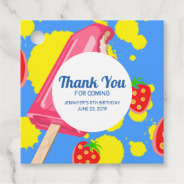 Illustratie vun roze papegaai en aardbeien bedankjes labels