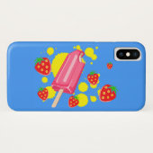 Illustratie vun roze papegaai en aardbeien Case-Mate iPhone case (Achterkant (horizontaal))