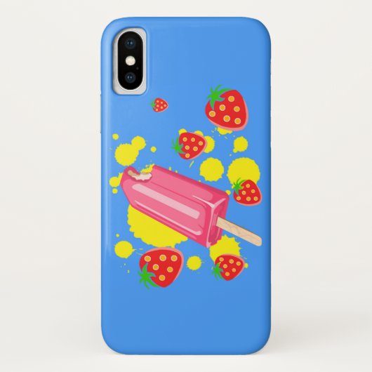 Illustratie vun roze papegaai en aardbeien Case-Mate iPhone case (Achterkant)