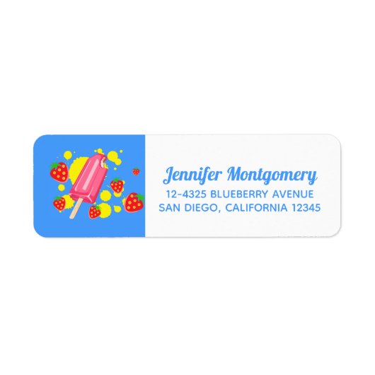 Illustratie vun roze papegaai en aardbeien etiket (Voorkant)