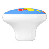 Illustratie vun roze papegaai en aardbeien keramische knop (Zijkant)