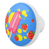 Illustratie vun roze papegaai en aardbeien keramische knop (Rechts)