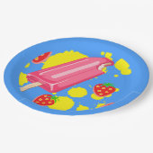 Illustratie vun roze papegaai en aardbeien papieren bordje (Gekanteld)