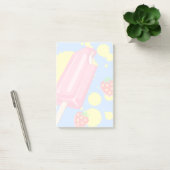 Illustratie vun roze papegaai en aardbeien post-it® notes (Kantoor)