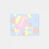 Illustratie vun roze papegaai en aardbeien post-it® notes (Voorkant)