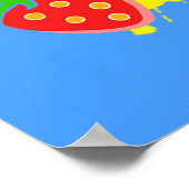 Illustratie vun roze papegaai en aardbeien poster (Hoek)