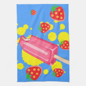 Illustratie vun roze papegaai en aardbeien theedoek (Verticaal)