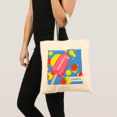 Illustratie vun roze papegaai en aardbeien tote bag (Voorkant (product))