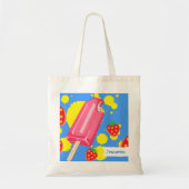 Illustratie vun roze papegaai en aardbeien tote bag (Voorkant)