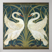 Illustratie Waalbeeld Zwan en Rush en Iris Poster (Voorkant)