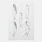 Illustratie walvissen (lijnkunst) theedoek (Verticaal)