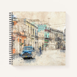 Illustratie waterkleur Havan Cuba Notitieboek