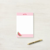 Illustratie watermeloen op roze en aangepaste tite post-it® notes (Op bureau)