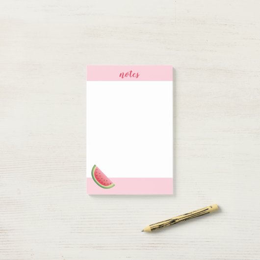 Illustratie watermeloen op roze en aangepaste tite post-it® notes (Op bureau)