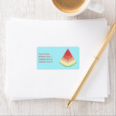 Illustratie watermeloen segment op blauw etiket (Insitu)